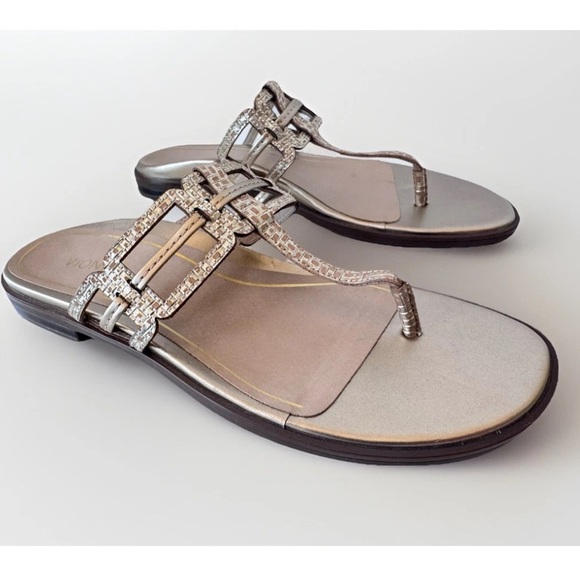 Vionic Alvana Gold Slip On Toe Post Thong Slides Sandals Shoes Size 8.5 - Picture 3 of 10
